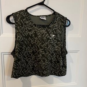 Gymshark Women's Olive Camo Muscle Tee